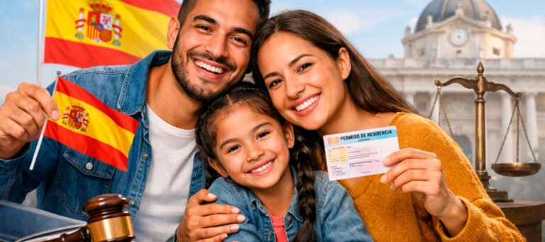 Familia feliz por la regularización extraordinaria España 2026